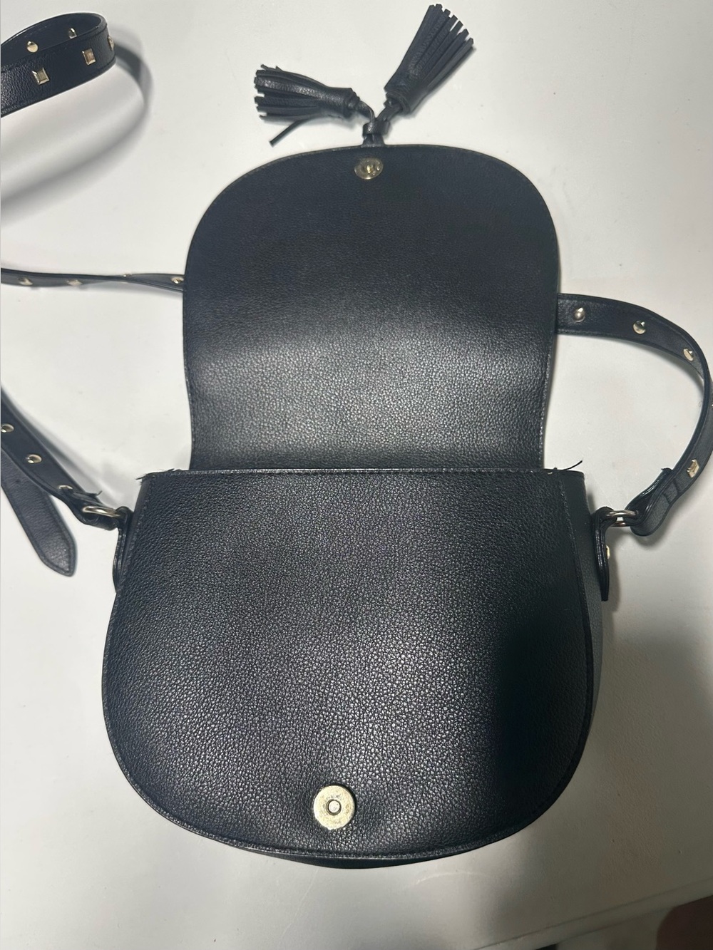 Victoria's Secret Black Studded Saddle Crossbody - Picture 6 of 9